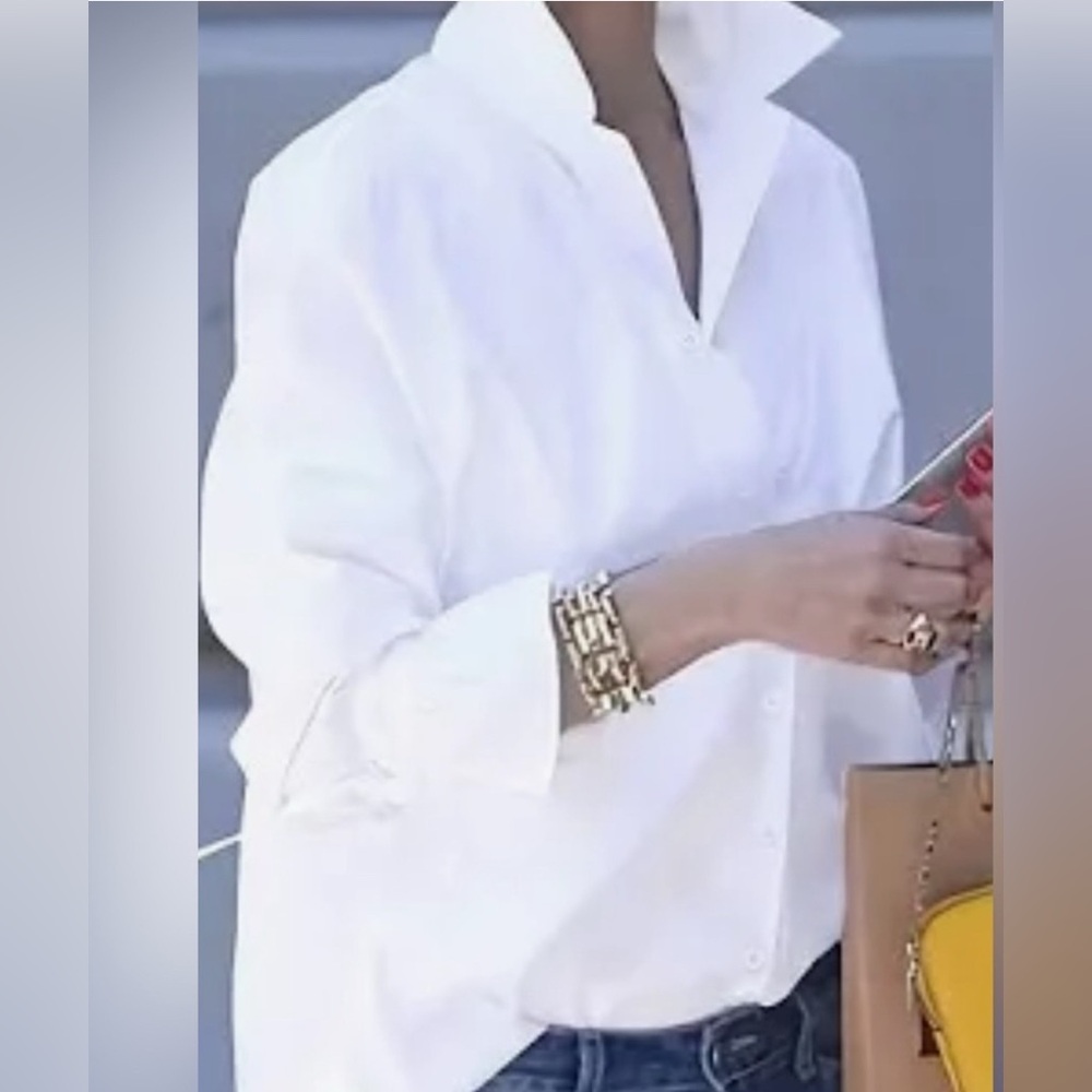 Lands' End White Button-Down Shirt